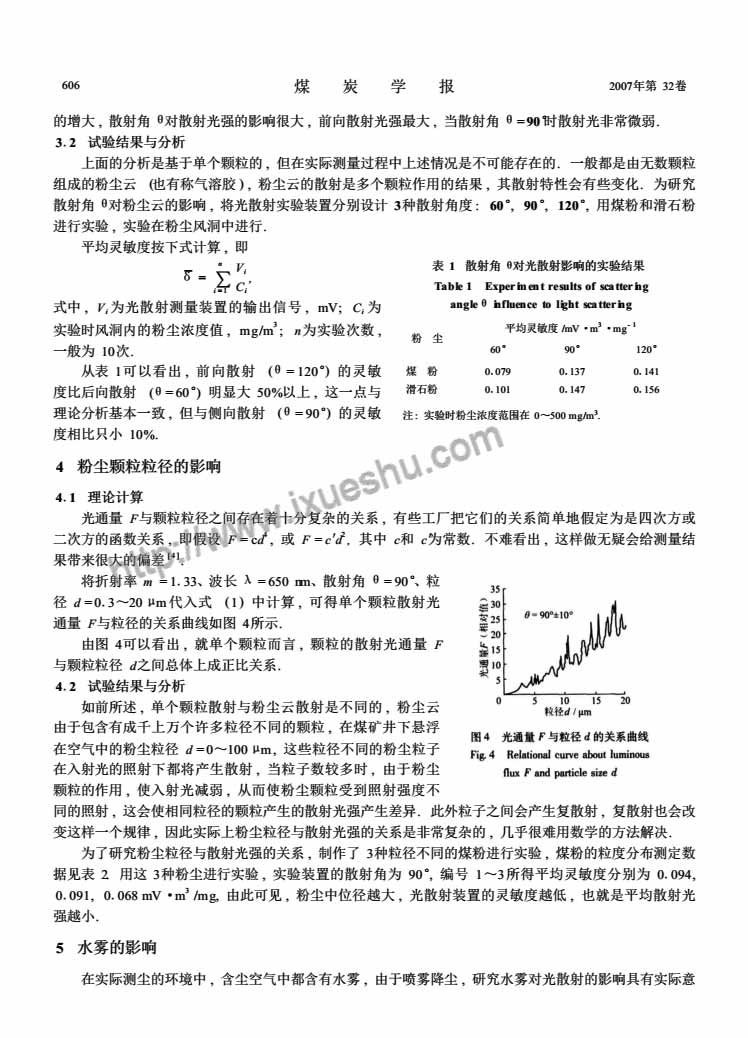 粉尘浓度光散射测量影响因素的分析-P3