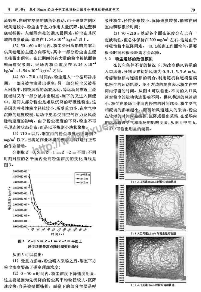 基于Fluent的扁平硐室采场粉尘浓度分布及运移规律研究-P3